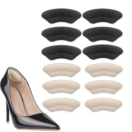 Heel Grips Liner Cushions Inserts for Loose Shoes, 6 Pairs High Heel Inserts Grips, Adhesive Back of Heel Cushion Pad, Reusable Heel Guards Liners for Women Men