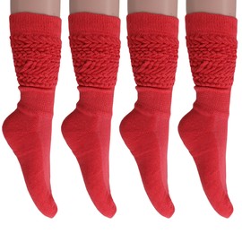 AWS/American Made Slouchy Scrunch Cotton Slouch Socks for Women Shoe Size 5 to 10 (Hot Pink, 3 Pairs)