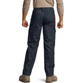 CQR Men's Flex Ripstop Tactical Pants, Water Resistant Stretch Cargo Pants, Lightweight EDC Hiking Work Pants, Dura Flex Operator Navy, 38W x 30L