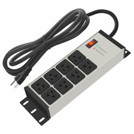 CCCEI CCCEI Heavy Duty Power Strip Surge Protector 20 AMP, 8 Outlets 12 Gauge Industrial Shop Garage Metal Multiple Outlets, 6 FT Extension Cord 5-15P Adapter High Amp 6-20R T-Slot 20a for Appliance