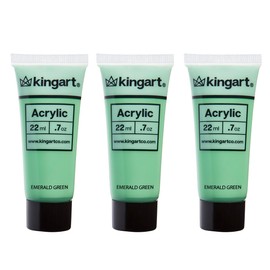 KINGART 500-128 PRO Artist Quality EMERALD GREEN Acrylic Paint, 22ml (0.74oz) Tubes, 3 Pack - Set (66ml Total), Emerald Green