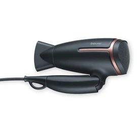 Beurer HC 25 Reisehaartrockner mit Ionenfunktion, klein, klappbar und leicht, 1600 Watt, Spannungsumschaltung von 110-120 /220-240 V, 25,9 x 8 x 15,6 cm, schwarz/rosé