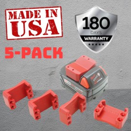 Generic 5x Milwaukee M18 Locking Battery Holder Wall Mount Bracket Slide-in RED