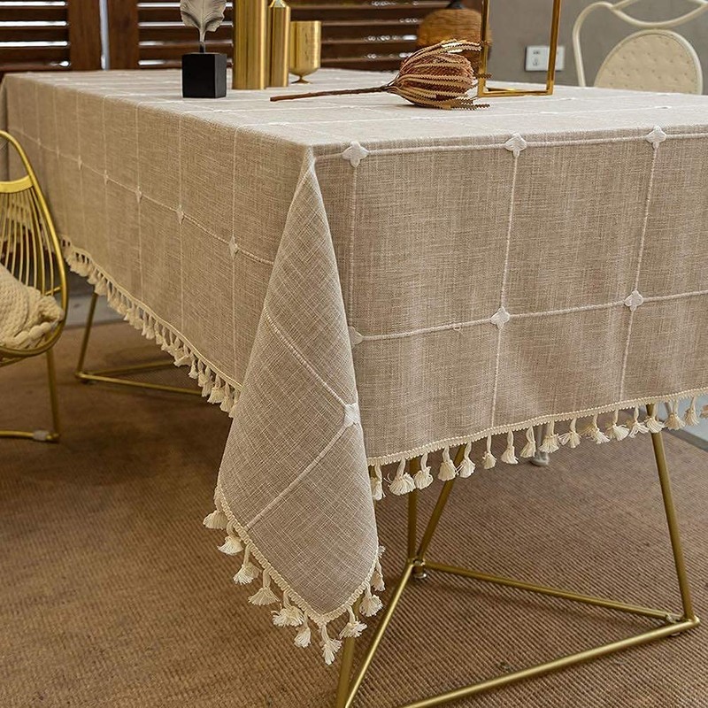 Pahajim Tablecloth Small Modern Simple Tablecloth Tassel Tablecloth Cotton Linen