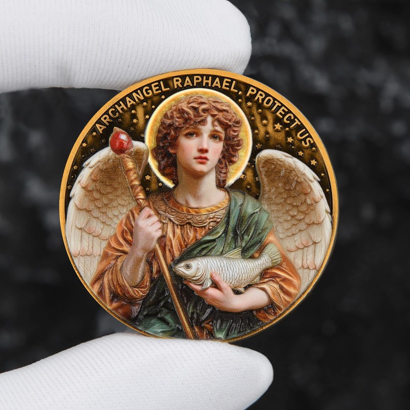 Archangel Raphael Prayer Coin - Patron Saint of Healing &