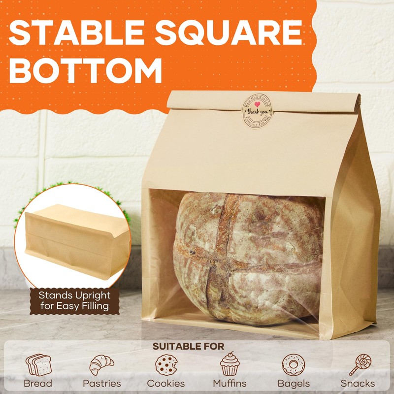 50 Pcs Peyiuio Bread Bags for Homemade Bread with Window,
