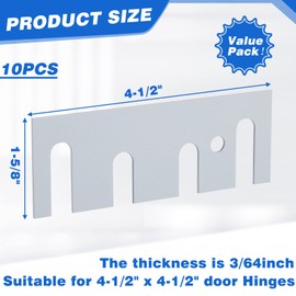 Ferraycle 16 Gauge Steel Hinge Shim Coated Finish Door Hinge Shims 4-1/2" Length x 1-5/8" Width Stainless Steel Door Hole Filler Plate for Door Hinge Repair Kit, Gray (10 Pack)