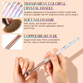 SAVILAND Juego de 6 pinceles acrílicos profesionales para uñas de gel, pinceles acrílicos para uñas de gel, pinceles de uñas para polvo acrílico para uñas, extensión y talla de uñas acrílicas