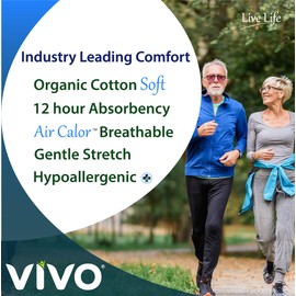 VIVO Organic Cotton Sensitive Skin Overnight Adult Incontinence Pullup Underwear, Women & Men, Medium 44 Count