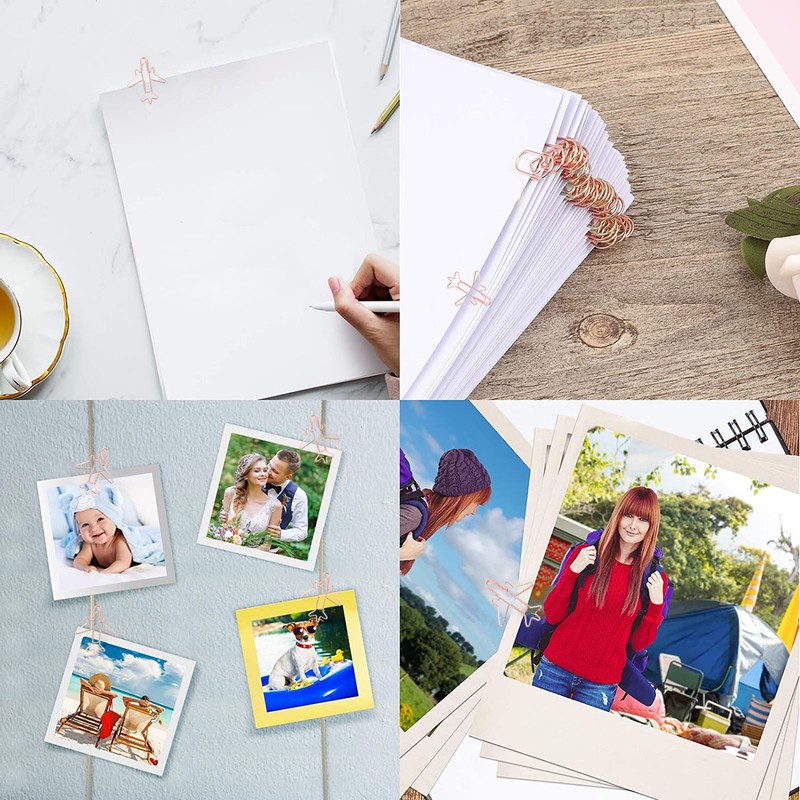 80pcs Airplane Shaped Paper Clips Rose Gold Prevent Rust Plane