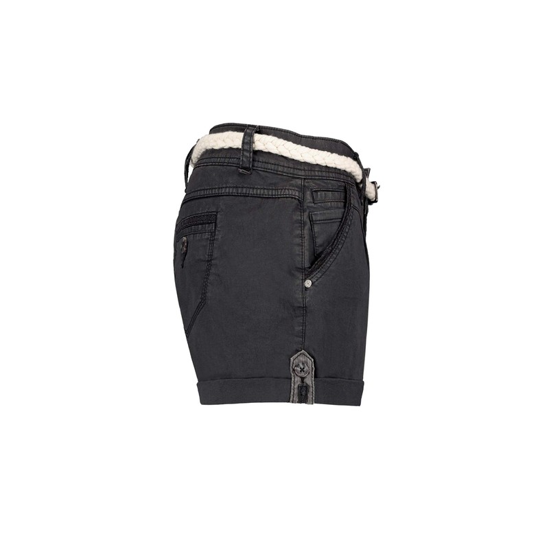 Eight2Nine Women's Chino Shorts with Braided Belt, Dark-grey