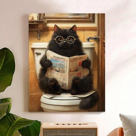 Reivworl Cat Paint by Numbers Kit for Adults Beginners, Bathroom Paint by Numbers, Adult Paint by Number Kits for Gifts and Home Wall Decor 16x20 Inch