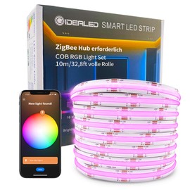DC24V Smart ZigBee RGB COB LED Streifen 10m Kit kompatibler mit ZigBee Hub Bridge,Tuya Gateway und Echo Plus,APP/Alexa Sprachsteuerung Farbwechselnde Dimmbare RGB COB LED Strip Light