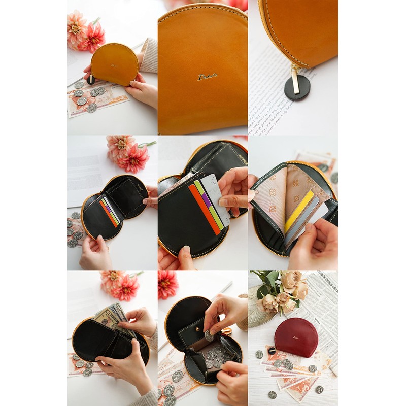 Dakota DA-30520 Women's Bifold Wallet, Round Zipper, Genuine Leather, brick