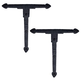 2 Pack 7 Inch Metal T Bracket for Furniture - Black - Handmade Decorative Steel Brackets - Rustic Metal Corner Brackets for Front Doors, Gates, Garages, Tables & Cabinets - The Colonial Series