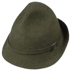 Lipodo Tyrolean Hunting Hat Men's – Felt Hat with Grosgrain Lining Band – Men's Hat – Wool Felt Hat with Decorative Buckle – Hat Summer/Winter – Traditional Hat, olive