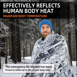 Oture Emergency Space Blankets, 6 Pack Survival Thermal Blanket, Mylar Thermal Survival Blankets Emergency Foil Blanket for Keeping Body Warm,Ourdoor, Hiking, Camping Gear, Travelling
