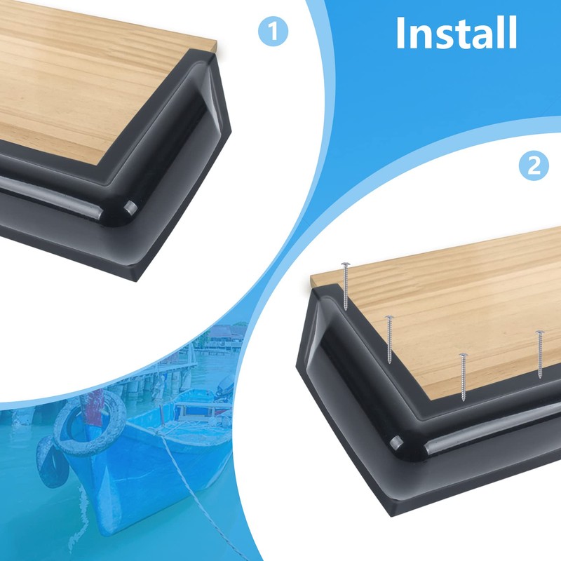 VEITHI Black Dock Corner Bumper, Vinyl 90 Degree Corner Dock