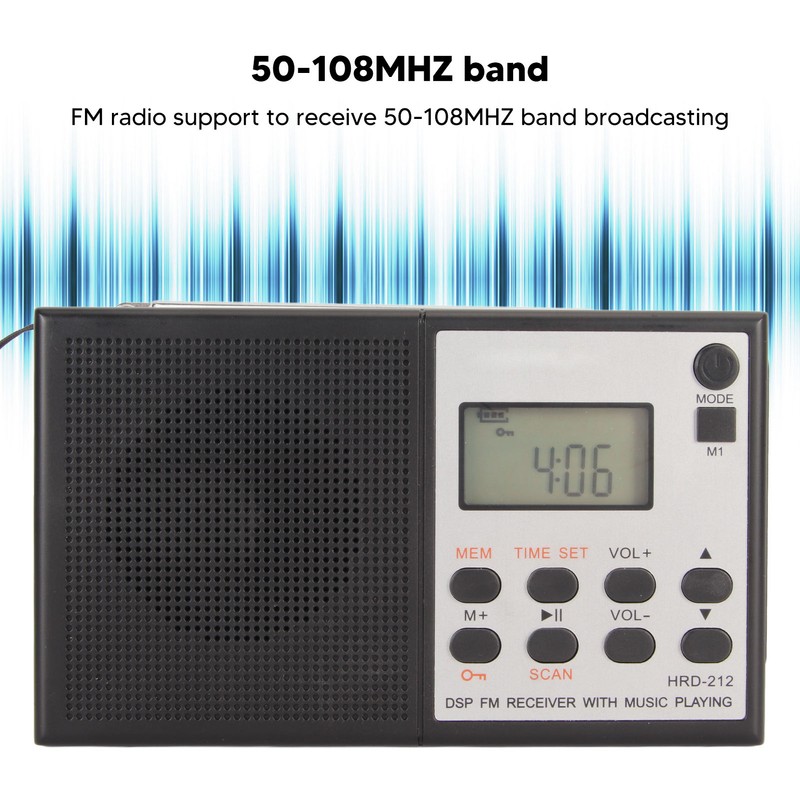Digital Radio Bluetooth MP3 Player Rechargeable Supports Memory Card DSP