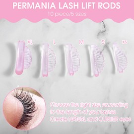 10 pcs 5 Sizes lash Lift Pads Self-Adhesive Pink No Glue lash Lift rods Silicon Soft Eyelash Lift Pads for Shield DIY Use at Home or Salon