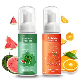 Kids Foam Fluoride Free Toothpaste with Watermelon and Orange Mint Flavor, Toddler Natural Teeth Clean Whitening Toothpaste for U Shaped Toothbrush