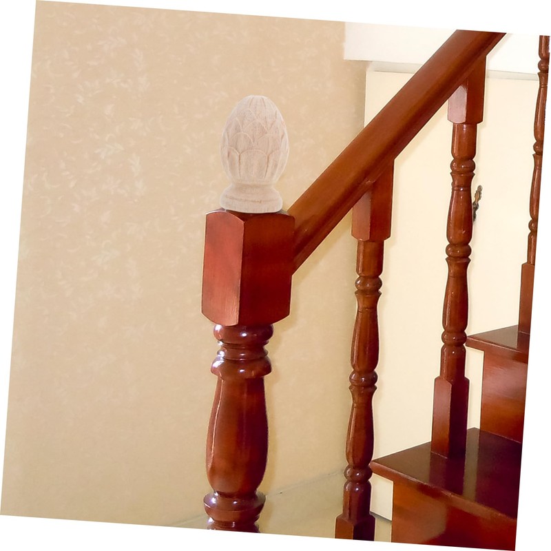 OUNONA Wood Carved Post Topper Finial: 3.14inch Wooden Finial for