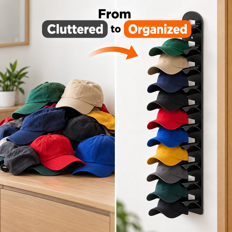 Wall-Mounted Baseball Cap Organizer – Multi-Layer ABS Hat Rack for
