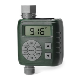 Zuomeng Sprinkler Timer, Programmable Irrigation Water Timer for Garden Hose, Solar/Battery Dual Power & Professional Leak-Proof Design, Rain Delay/Auto/Manual Watering System, Green