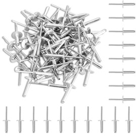 60 Pieces Blind Rivets, Aluminium Alloy Blind Rivets with Large Head 4.8 x 12 mm, Silver Blind Rivets Set, Rivets Set, Suitable for Connecting Lightweight Materials