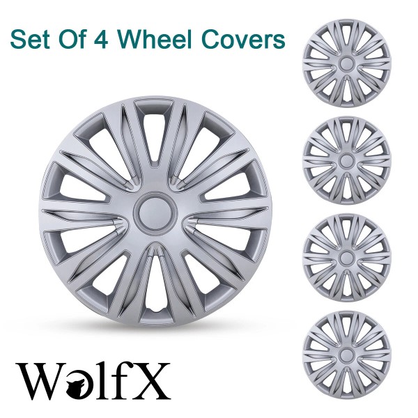 WolfX 15" Set Of 4 Wheel Covers Snap On HubCaps