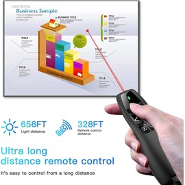 Qui Presentation Clicker Pointer, 328FT Wireless Presenter Remote PPT PowerPoint Clicker, 2.4GHz Presentation Pointer Slide Advancer for Mac, Laptop,