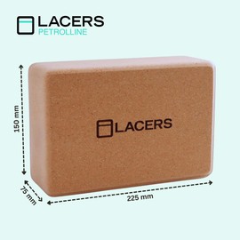 Lacers PetrolLine Yoga Block Cork 1 Piece - Natural Cork Block for Yoga, Pilates, Fitness, Stretching and Meditation - Non-slip, Stable & Sustainable - For Beginners and Advanced Users