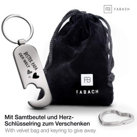 FABACH Bester Papa Schlüsselanhänger mit Flaschenöffner und Gravur "Bester Papa der Welt" - Geschenkidee für Vater zum Geburtstag, Geschenk zum Vatertag