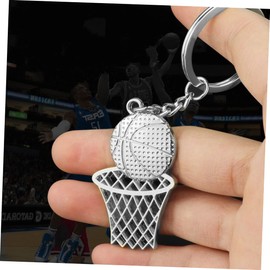 BIUDECO 3 Pcs Basketball Net Keychain Set Stainless Steel Keyring Pendant Creative Sports Bag Decoration Durable Key Holder for Enthusiasts Silver Color