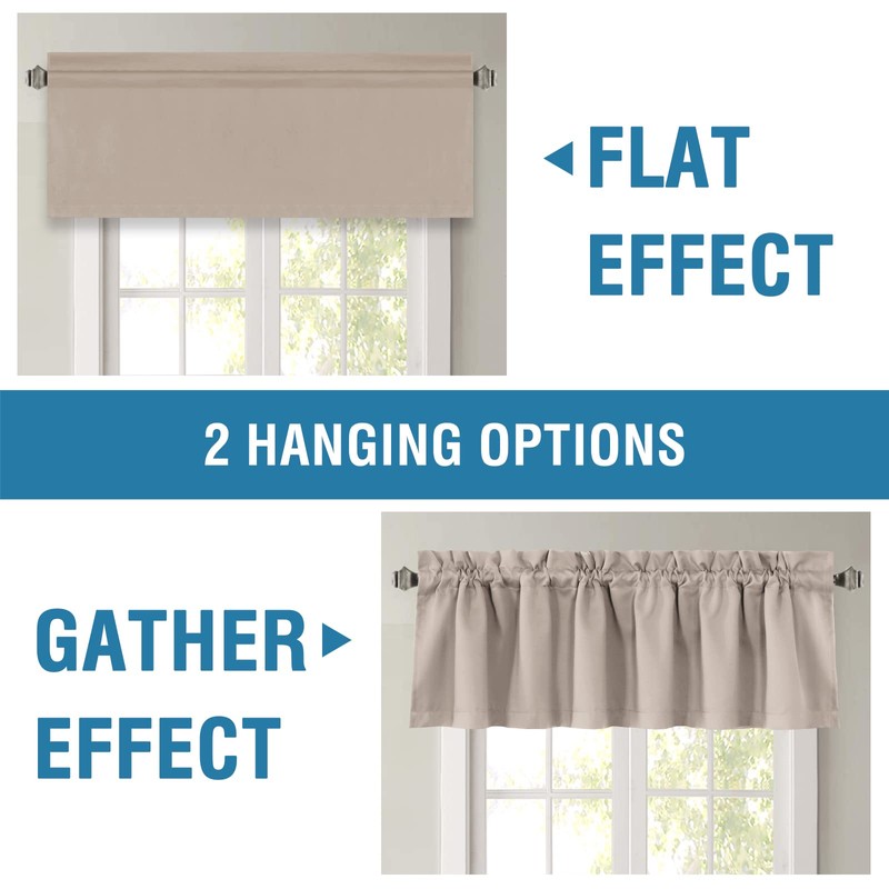 H.VERSAILTEX 100% Blackout Curtain Valances for Kitchen Windows/Bathroom/Living Room/Bedroom Thermal