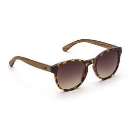 Take A Shot - Large Round Wooden Sunglasses for Women, Wooden Frames and Plastic Frame, UV400 Protection, Non-Reflective Lenses -