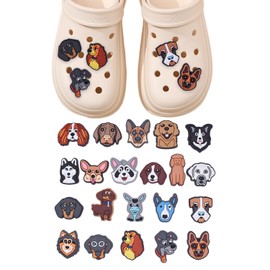 SLEEKEE Pack of 21 Cartoon Dog Shoe Decorations, PVC Shoe Decorations, Cute Shoe Decorations, Children's Shoe Decorations, Interesting Shoe Decorations, Removable Shoe Decorations, Unit size,