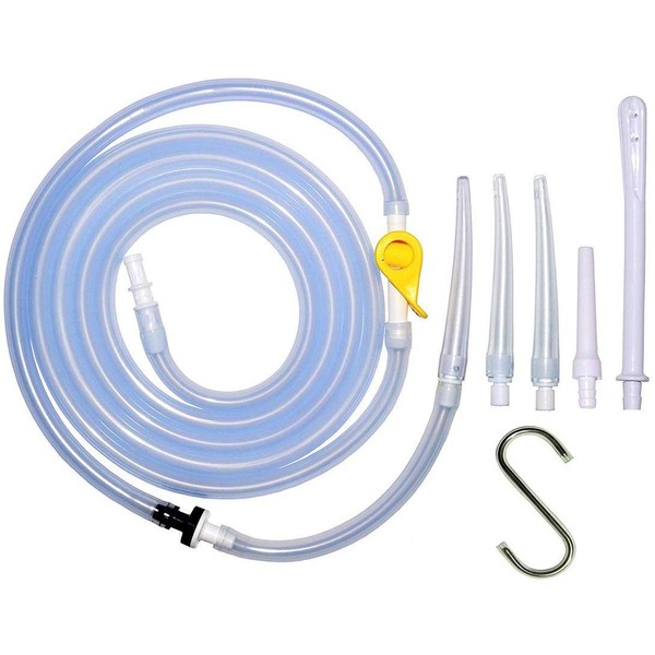Enema Tubing Replacement Pack for Bucket and Silicone Bag - Includes Clamp, Stopcock, 4 Nozzles, Single-Way Valve, and 6ft Tube Stopcock Tap, Clamp & Hook