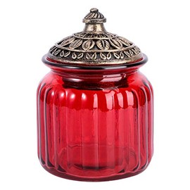 WINOMO Vintage Airtight Food Storage Container with Lid Glass Heat Resistant Food Jar Pasta Noodle Grain Cereal Bean Rice Canister Kitchen Sealed Box Red