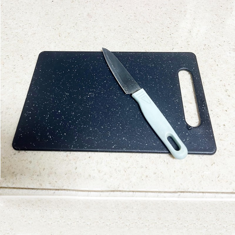 Vagocom 2Pcs Small Plastic Chopping Boards,Black Granite Color Cutting Board