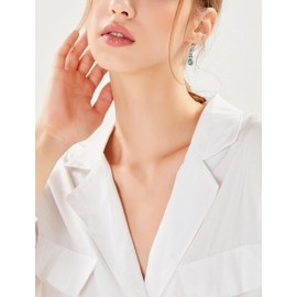 VA JENT Birthstone Drop Earrings 925 Sterling Silver Teardrop Emerald Leverback Dangle Earrings for Women