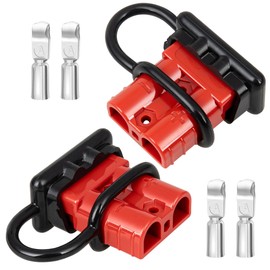 RED WOLF 50A Battery Quick Connector 6-12 AWG Jumper Cable Plug Flame-Retardant Anderson Type SB50 Plug Outdoor Power Quickly Connect/Disconnect Kit for Electrical System 12V-36V (2 PCs Red, 50A)
