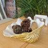 ALIWINER Medium Pearl White Gold Scalloped Clam Shell Bowl Sea