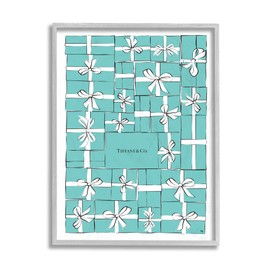 Stupell Industries Fashion Stacked Designer Gift Boxes and Bows, Design by Martina Pavlova Grey Framed Wall Art, 11 x 14, Green