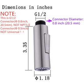 GORDEE Pull Down Spray Head for Kitchen Faucet, Column Shape 2-Function Kitchen Sink Faucet Replacement Head, 1.8 GPM G1/2(NOT NPT1/2) 0.8 inch Connector(MALE), General US Standard, Brushed Nickel