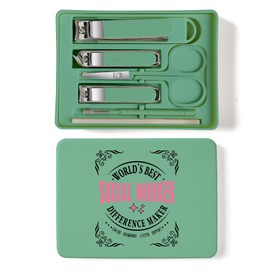 TTJHGYQO 6-Piece Nail Clipper Set with Nail File, Tweezers and ingrown toenail Removal kit Travel Nail kit for Men and Women (Social Worker Green)