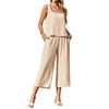 Ekouear Women's 2 Piece Outfits Sleeveless Top Capri Pants Matching