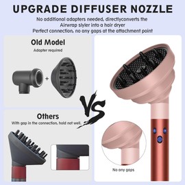 KingKam Upgraded Diffuser Attachment for Dyson Airwrap, Collapsible Foldable Hair Diffuser Nozzle for Airwrap, Converts for Dyson Airwrap to Hair Dryer, Travel Friendly and Easy Storage - Light Pink