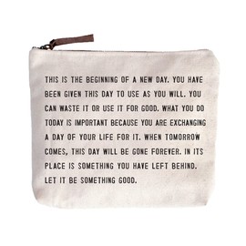 Sugarboo & Co. This Is The Beginning Canvas Zip Bag, Makeup Bag For Women, Multi Purpose Toiletry Bag, Pencil Case Organizer