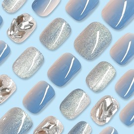 Domiya Nail Tip, Ballet, Short Nail Tip, Very Short, Popular, Nail Stickers, Cute, 3D Nails, 24 Pieces, Round Tip, Fashion, Wedding Nail Tip, Bride Nail (MZ140)